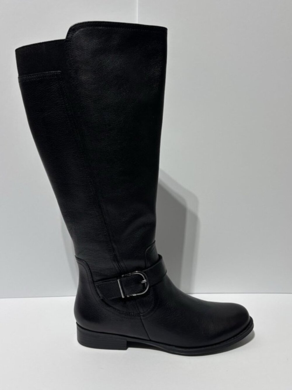 Naturalizer Women’s Jaya Black Leather Knee High Boots, Size 9M, Wide Calf